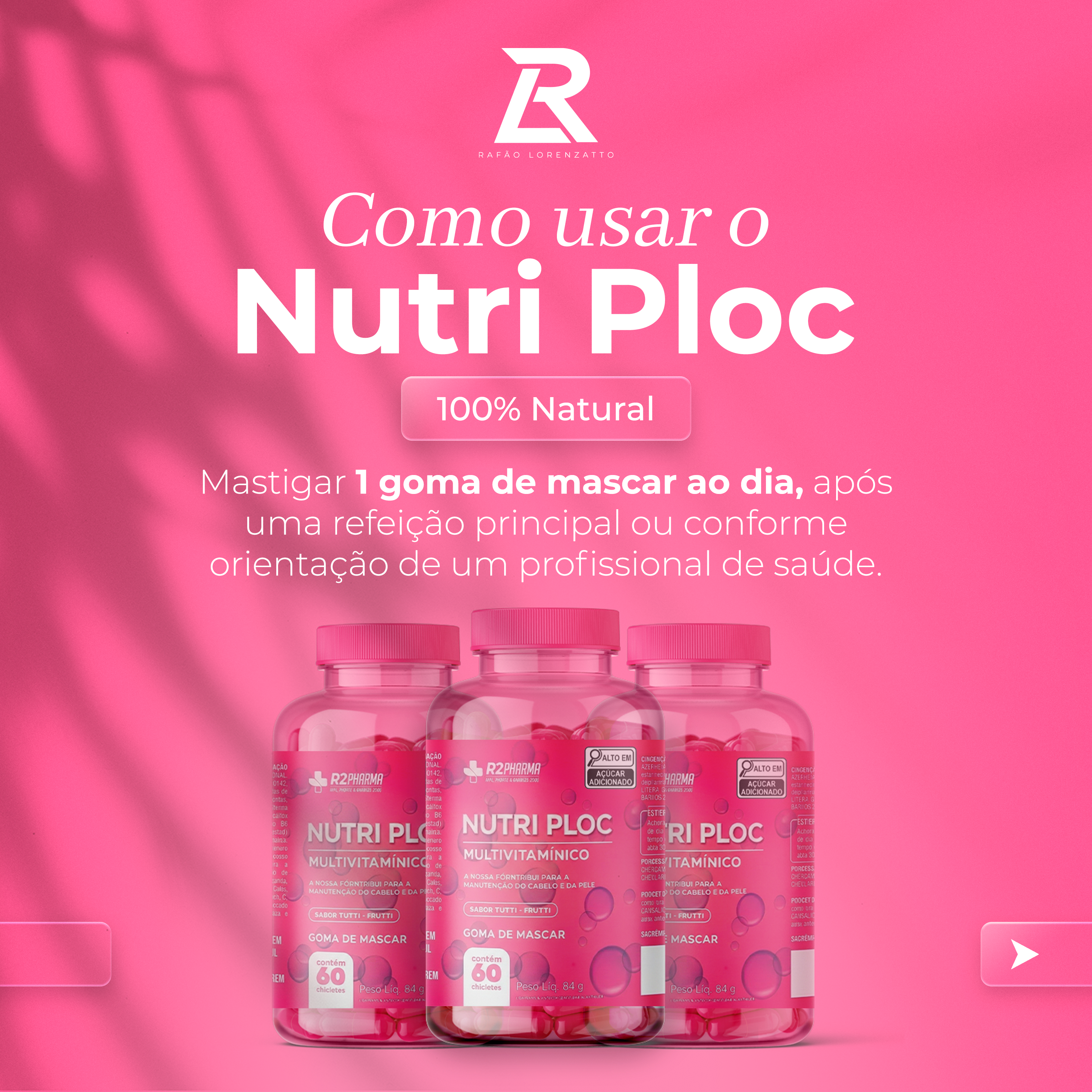Nutri Ploc - Multivitamínico e Biotina (Cabelo e Pele) - Sabor Tuti-frutti