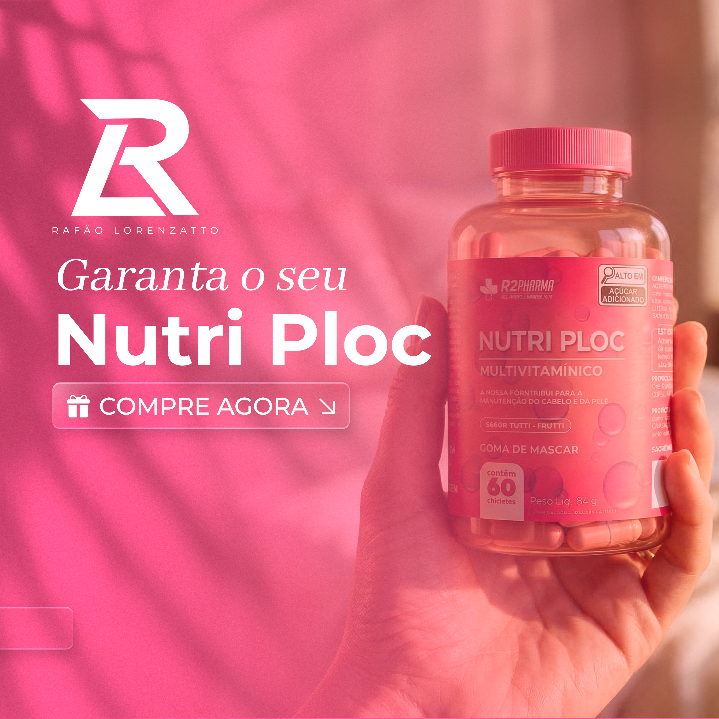 Nutri Ploc - Multivitamínico e Biotina (Cabelo e Pele) - Sabor Tuti-frutti