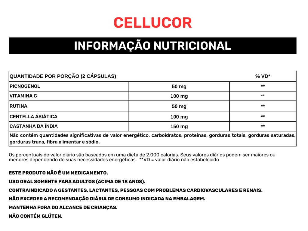 Tabela nutricional Cellucor